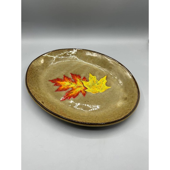 Vintage Autumn Decor Fall Leaves Serving Platter Maple Leaves Pottery - Picture 5 of 9